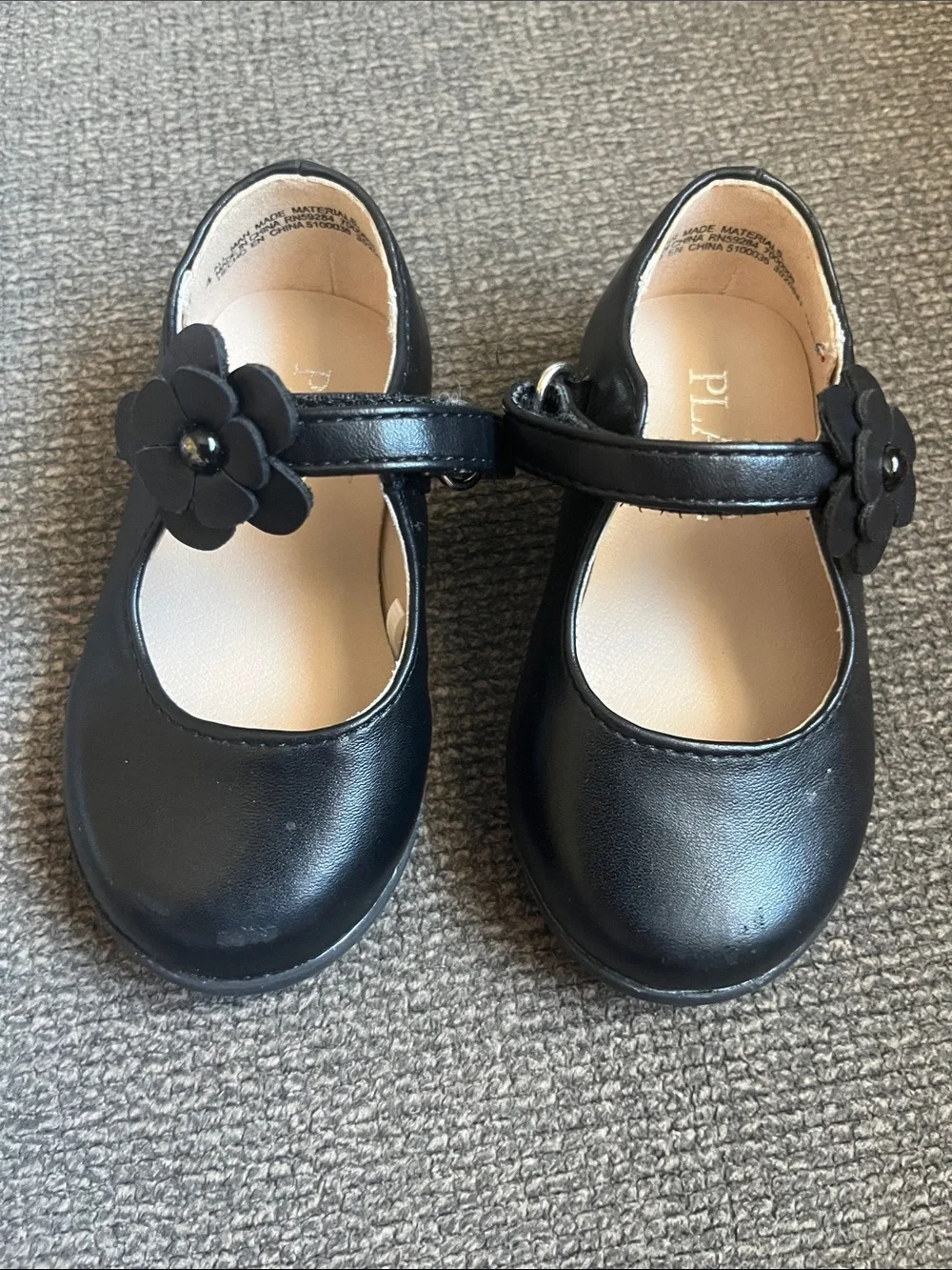 Place Girls' Black Mary Jane Flower Dress Shoes 4